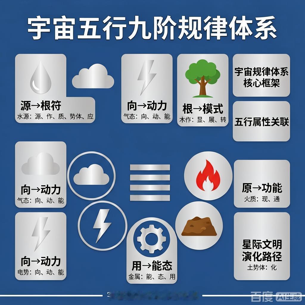 宇宙本源和规律是什么?五行九阶规律体系之根源规律体系。在这五行九阶规律体系的根