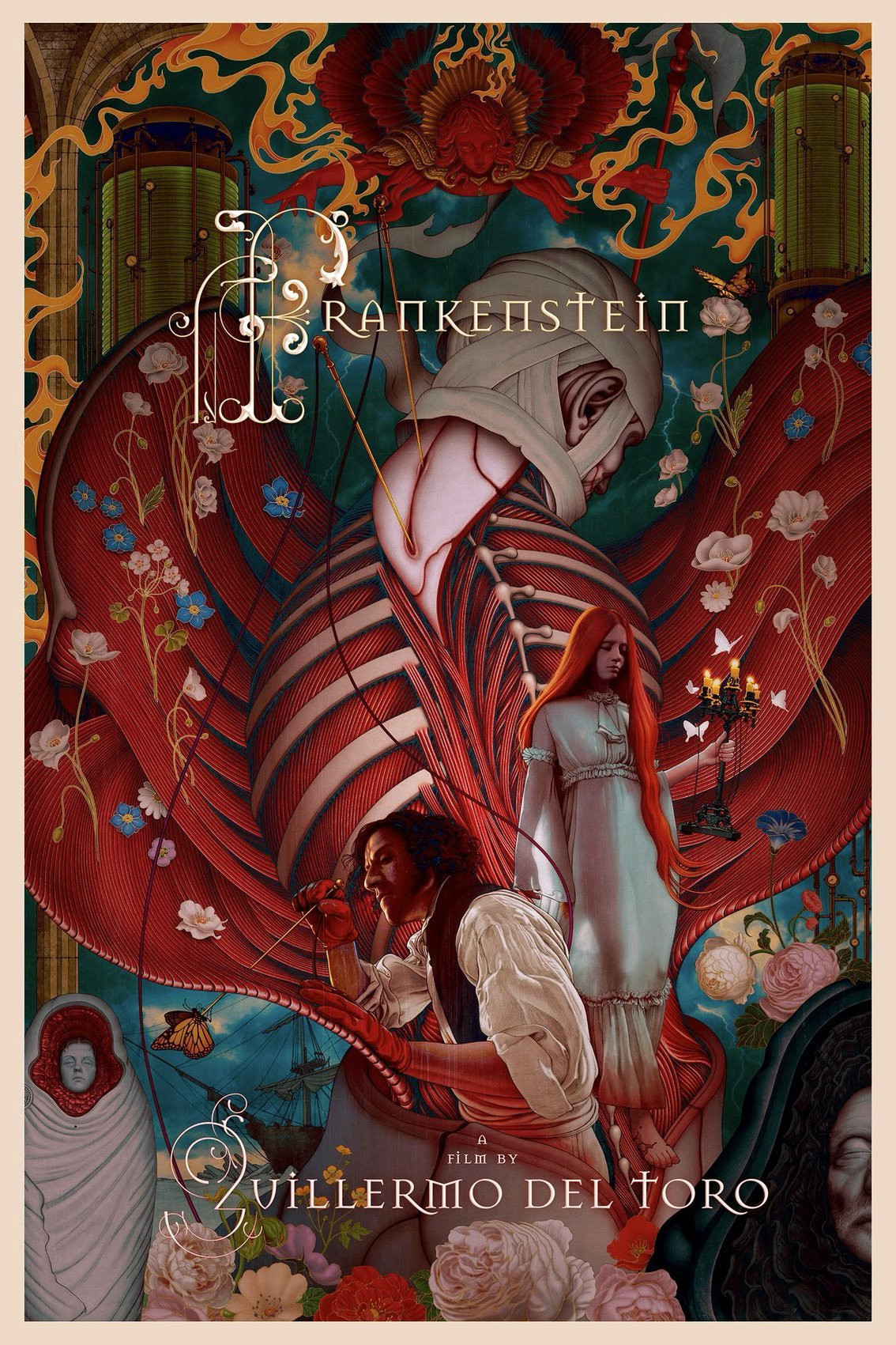 艺术家JamesJean简明为吉尔莫·德尔·托罗三部作品《弗兰肯斯坦》《水形物