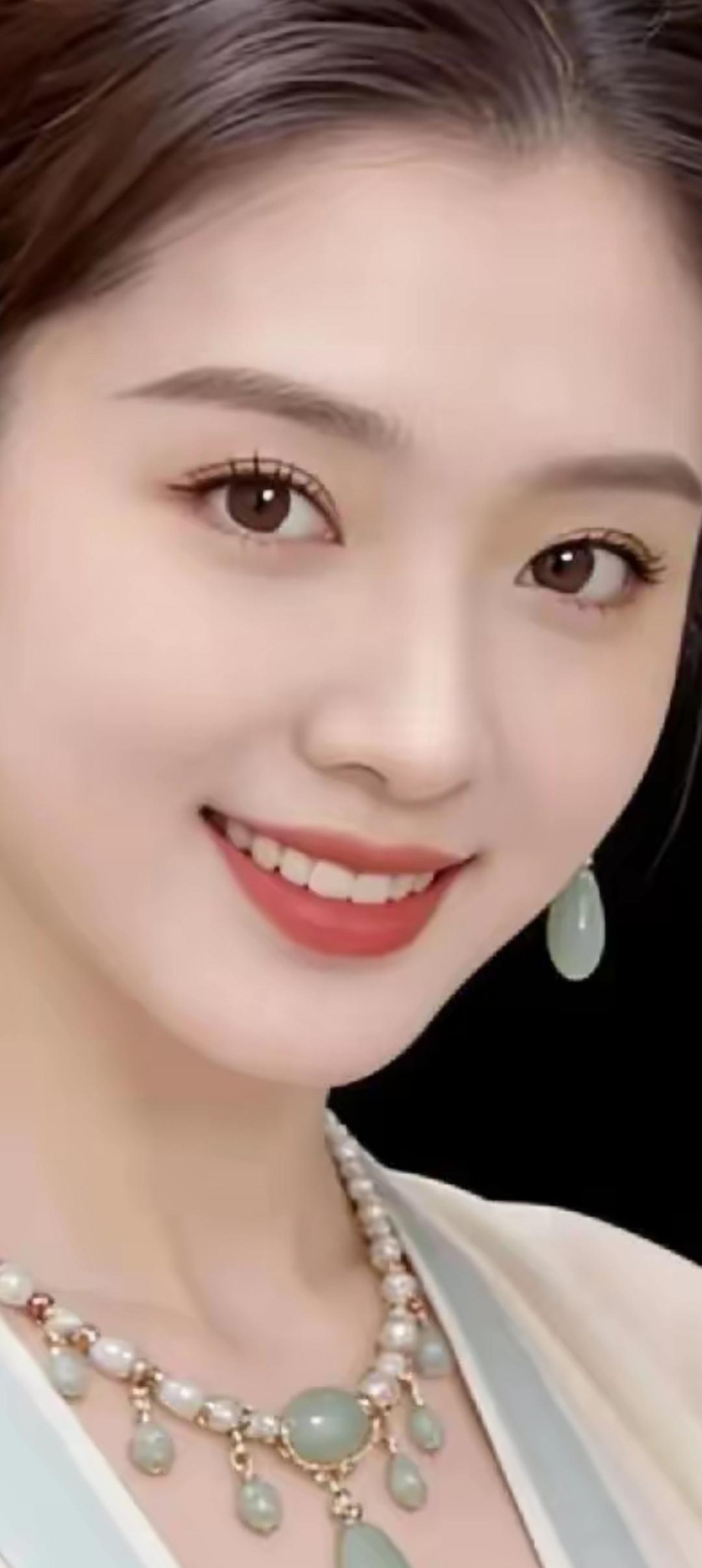 温柔甜美的微笑，珍珠项链点缀，散发优雅魅力！💖✨
