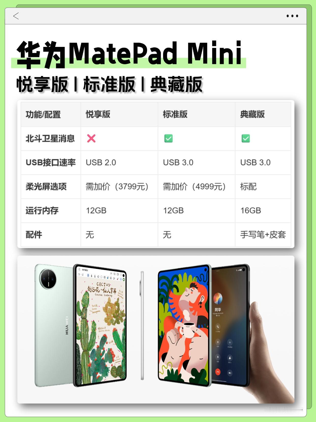 华为MatePadMini📱三个版本什么不同？多少人的梦中小平板，华为M