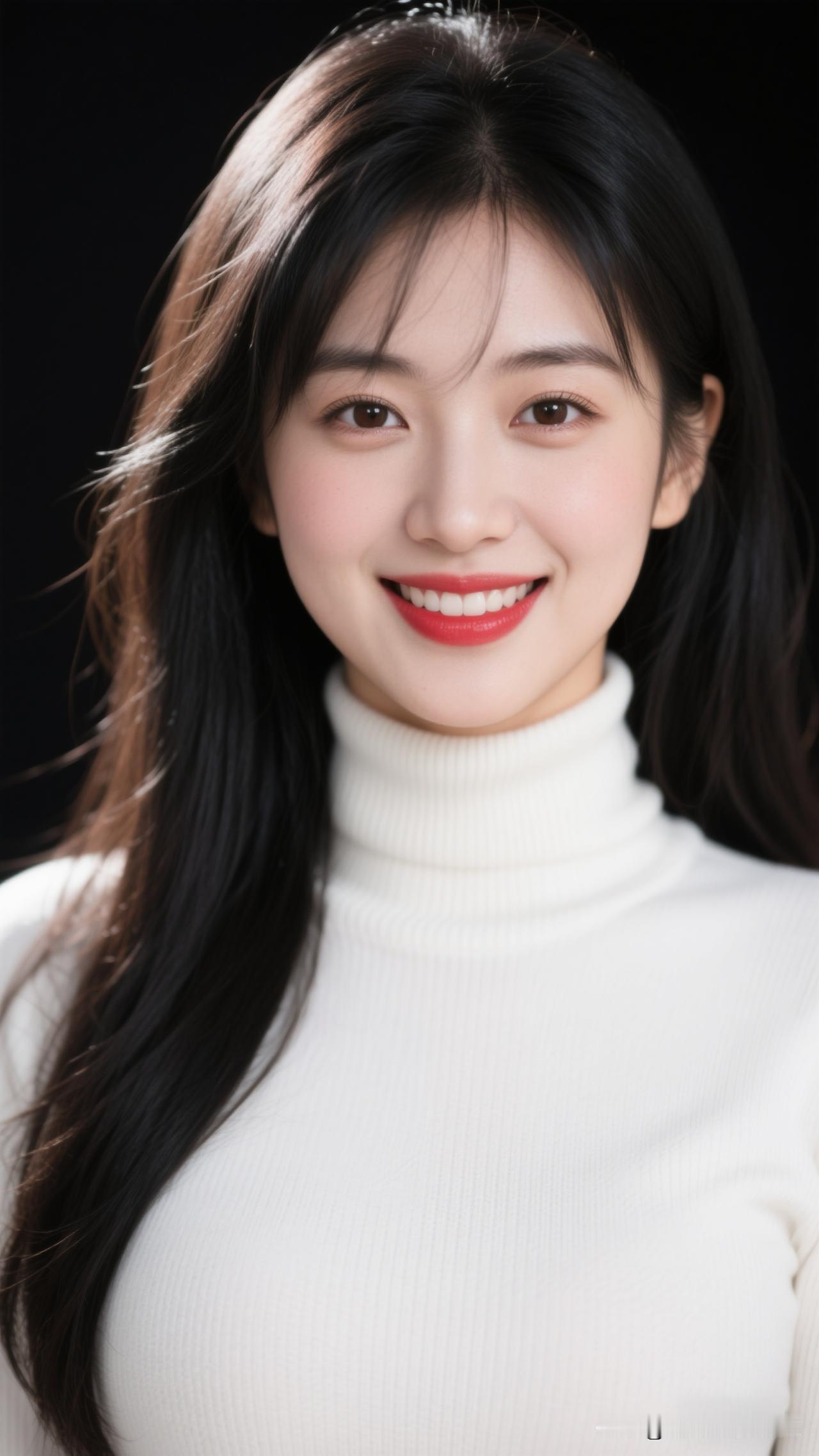 🌫️冬夜为笺，白衫是晕开的雾色，长发驮着静谧的梦，一笑便漾满整个空间的清冽与