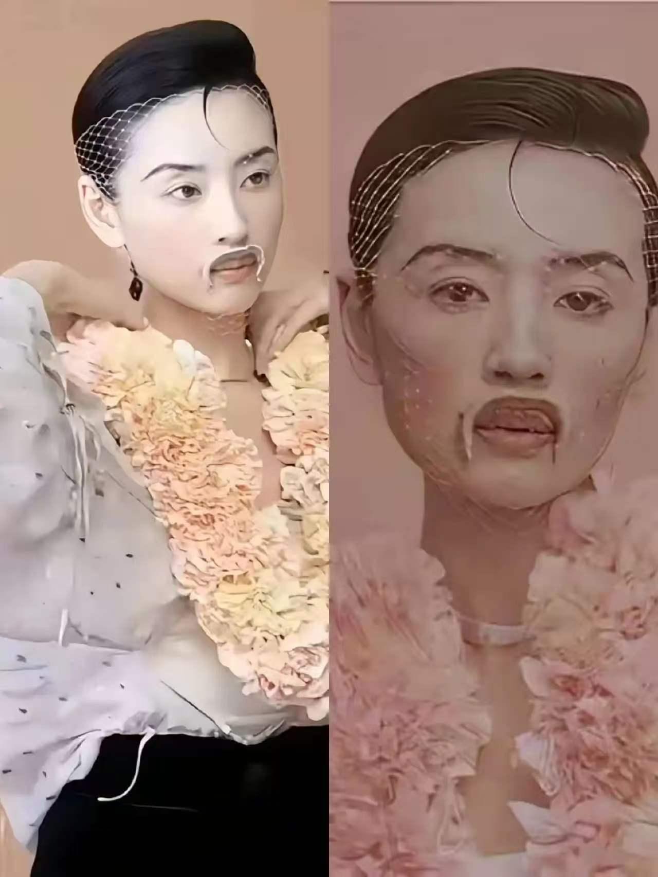 董洁啊董洁，你要是被操控了就眨眨眼，我不相信你缺钱缺成这个样子，这是什么造型