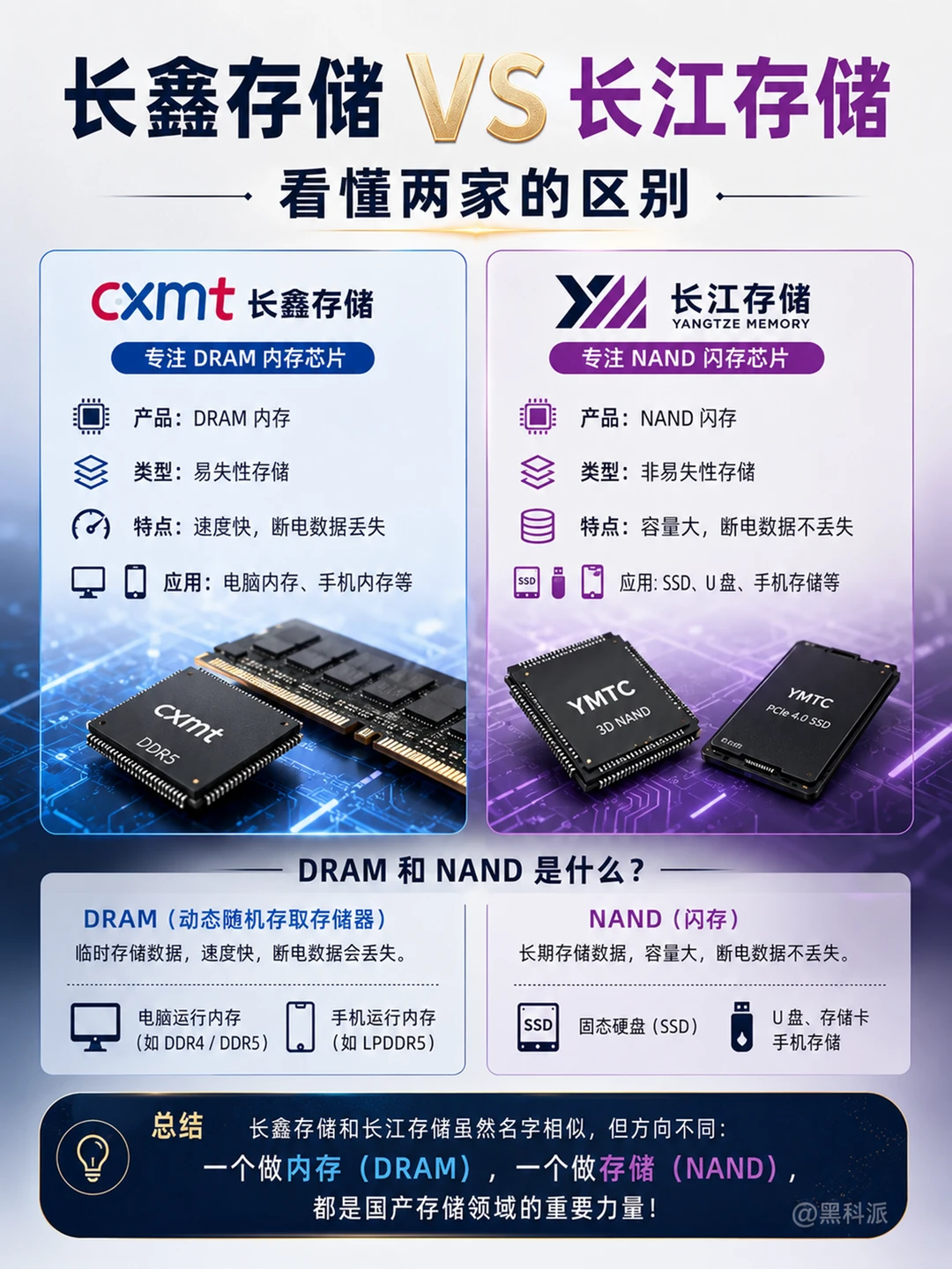 长鑫存储和长江存储，到底有啥不一样？