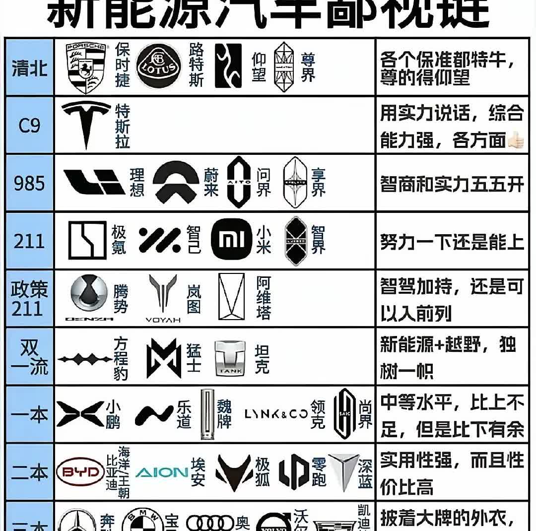 新能源汽车鄙视链