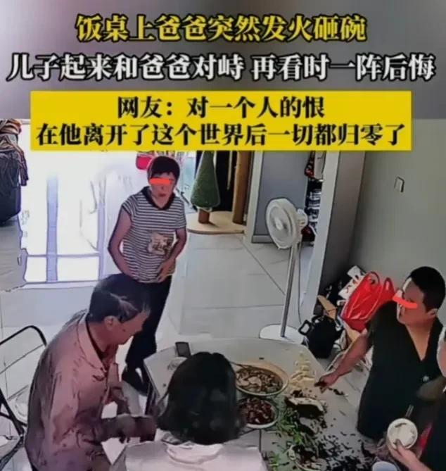 饭桌上父亲发火把菜泼桌上，儿子反击把菜泼父亲身上，网友丑化母亲的评论竟有1.5万