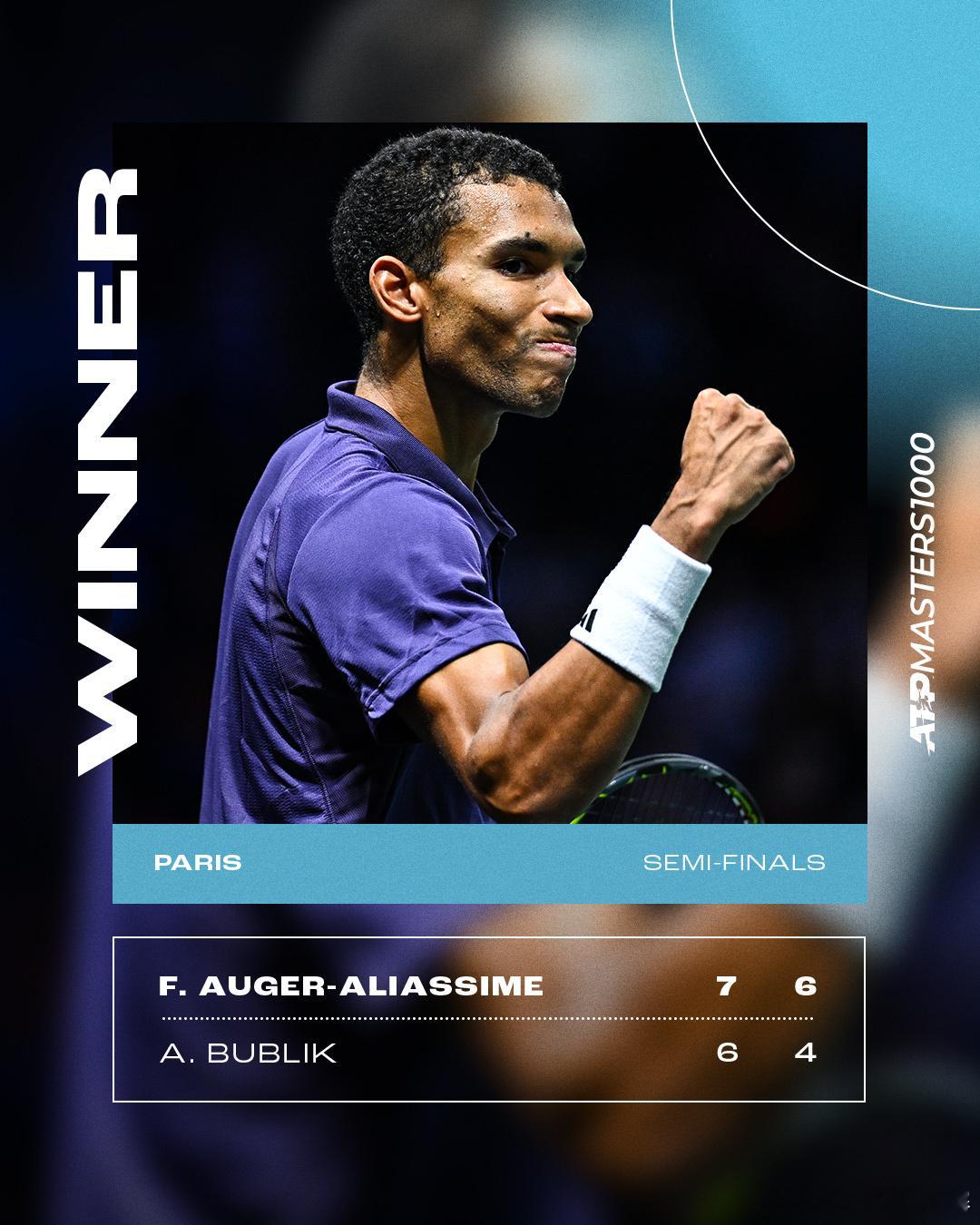 阿利亚西姆闯入决赛🔥ATP1000巴黎大师赛男单半决赛，9号种子阿利亚西姆在第