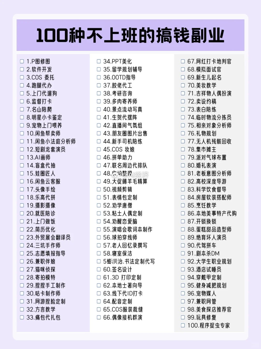 100种不上班的搞钱副业​​​