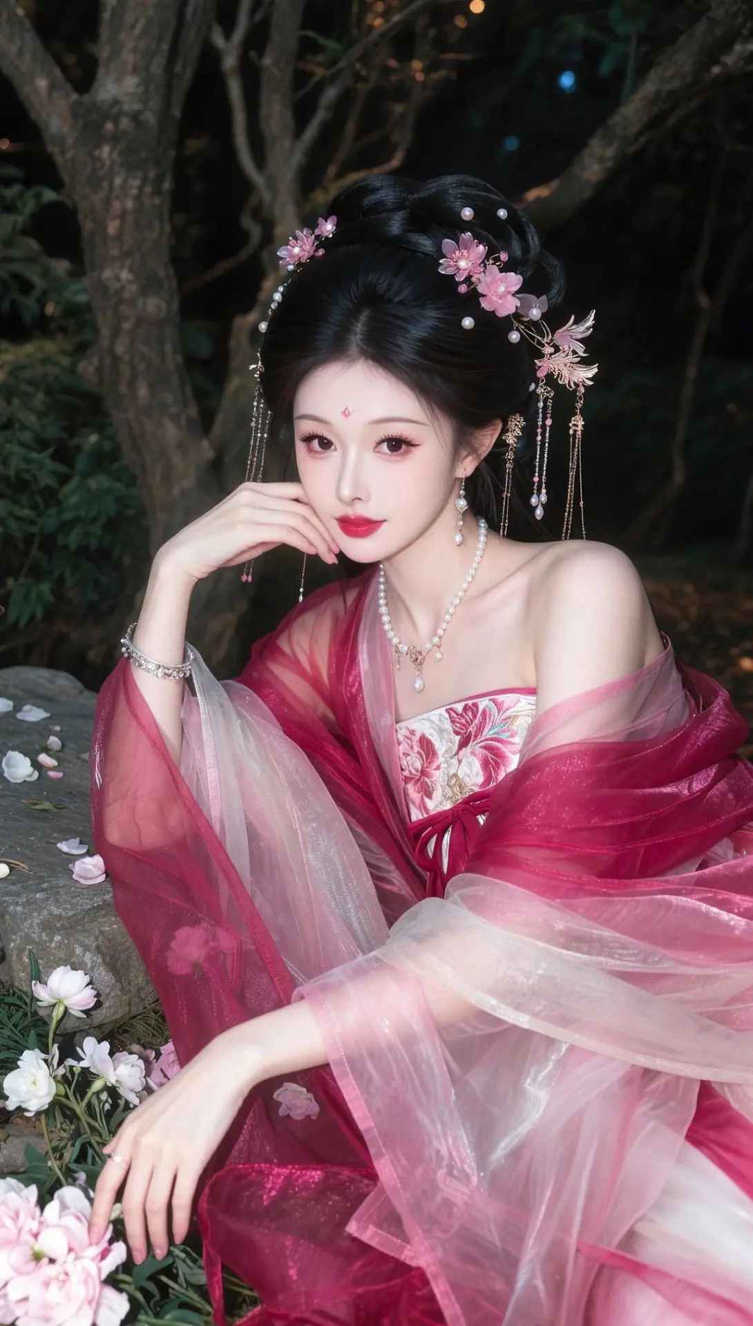 AI古风仙韵写真感 ai创作全新升级 古风夜色写真 汉服夜景写真