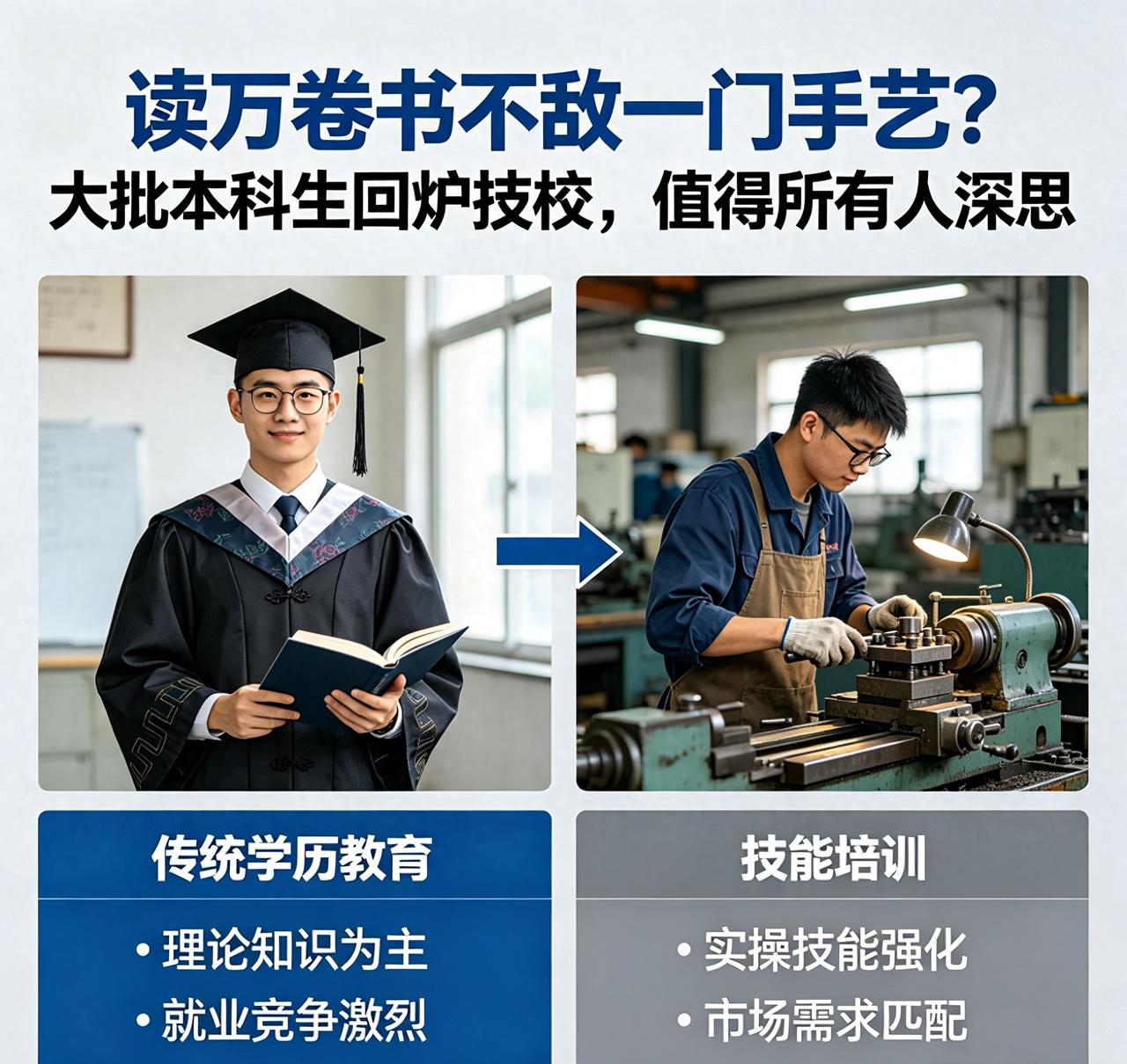 寒窗四年读本科，转头去技校学手艺？不少高校圈内流传一句扎心实话：大学的尽头是