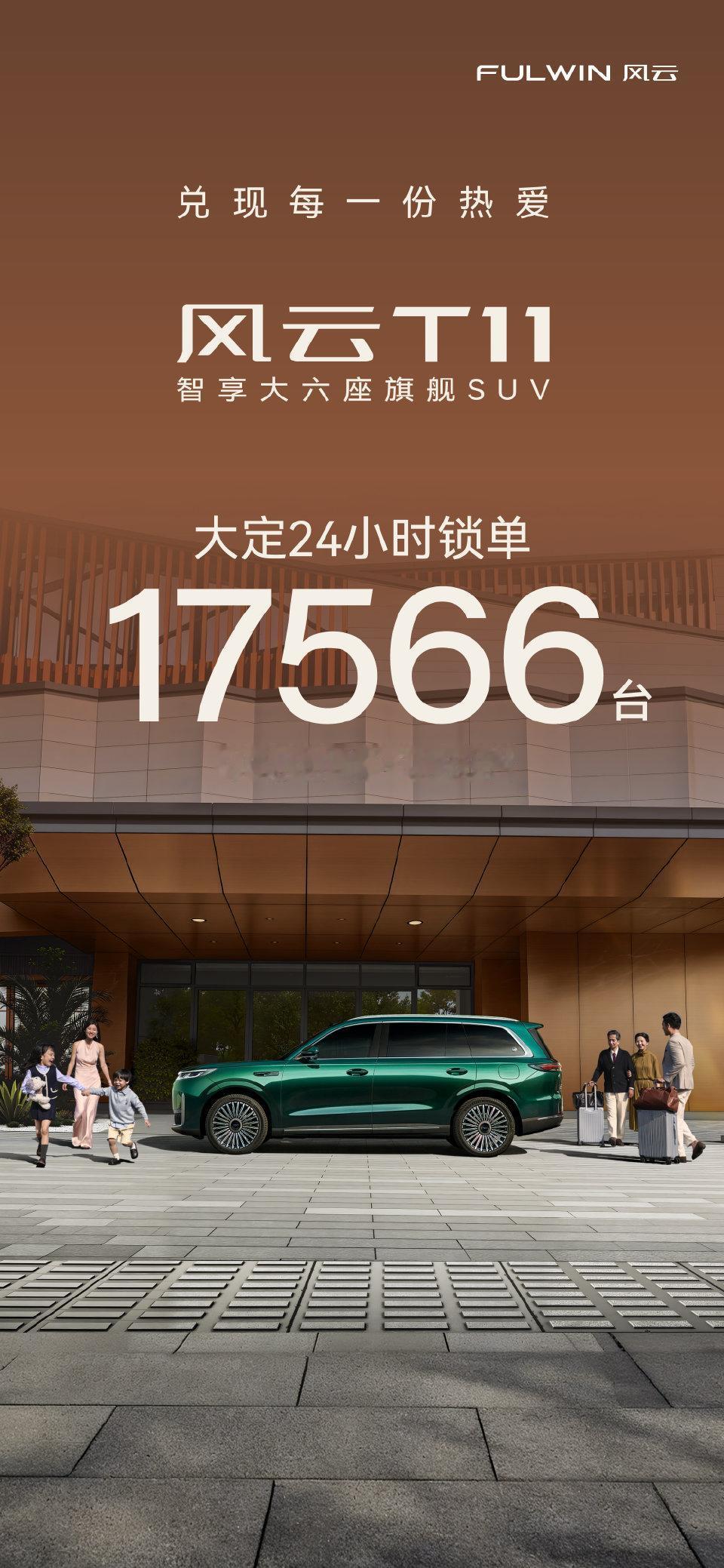 风云T11大定24小时锁单17566台，小订23188台，说明用户对这款车还是挺
