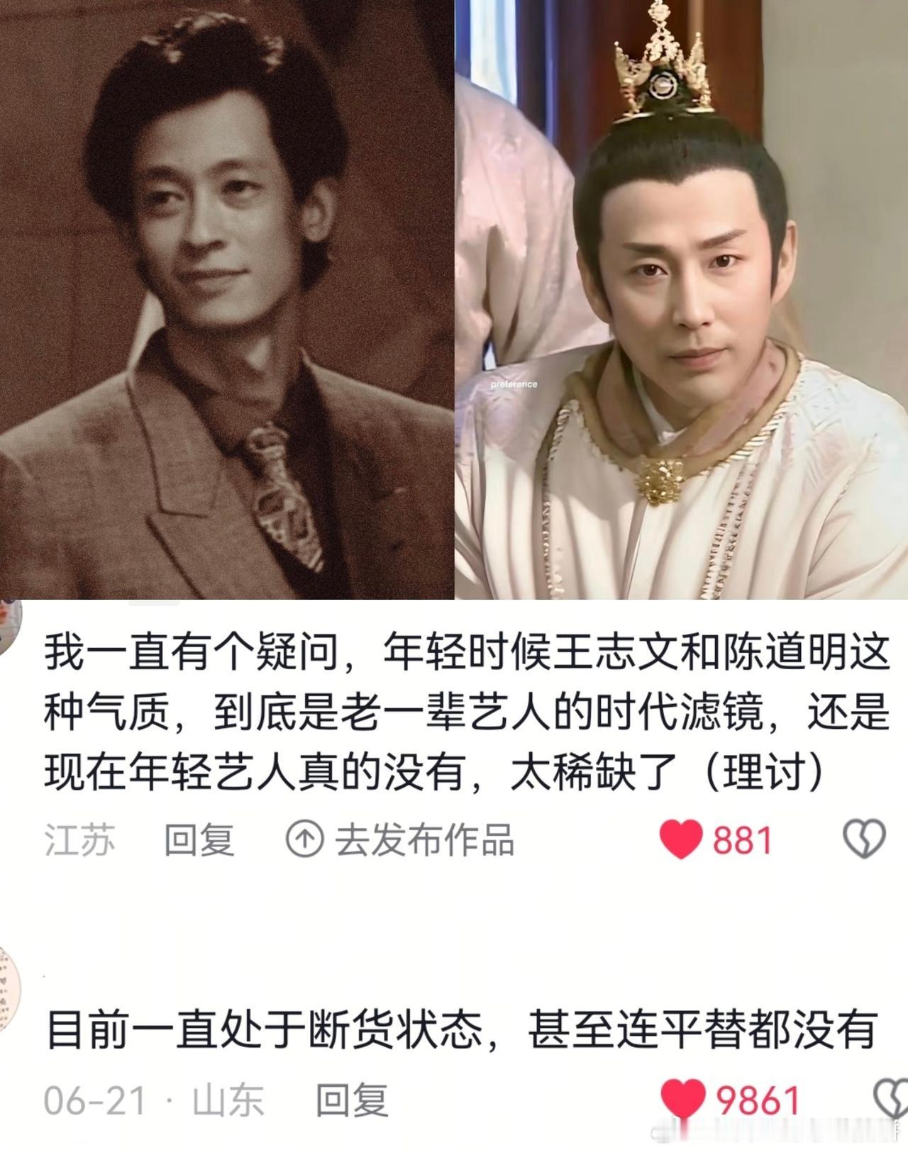 我也觉得陈道明和王志文这两款明星已经断货了，平替也上不去​