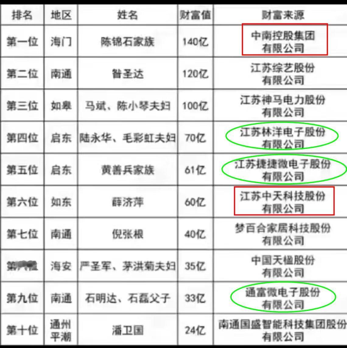 看起来，中南没有受到太大的影响，依然是南通十大富豪之首！2024年，南通十大