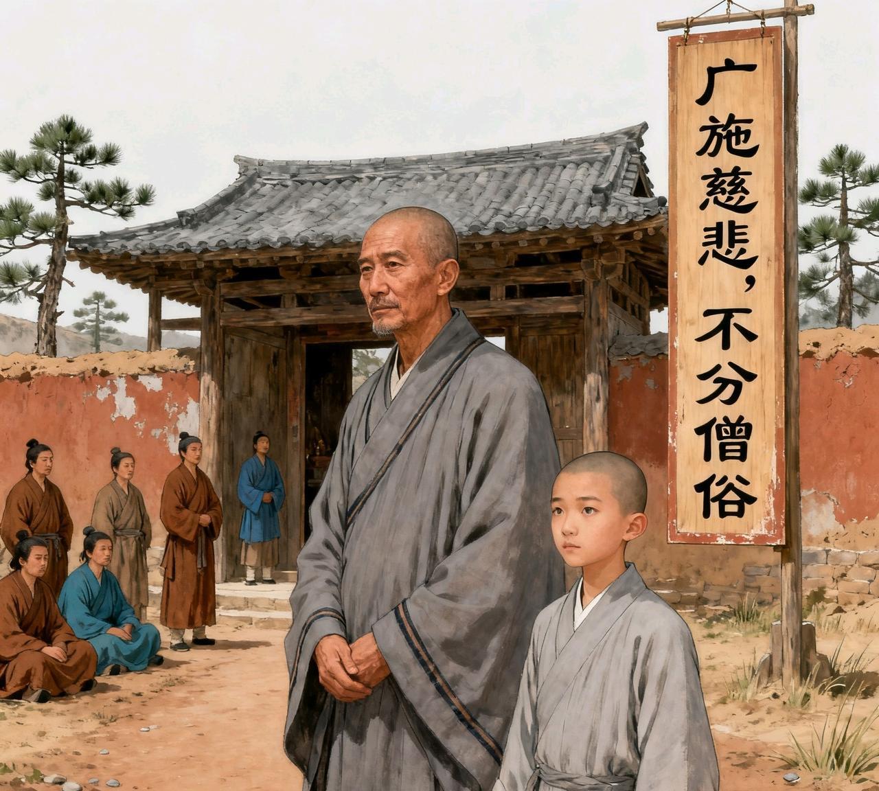 北魏时，僧人僧朗遭掳，被囚于军营。他与同窗一心想逃，怎奈营防严密，始终寻不到脱身