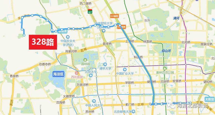 328路公交车路线图,32路公交车路线路线图 328,449等黑龙潭路和北清路上5条公交线路部分时段调整发车时间!
