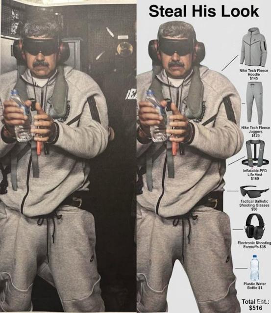 美国活捉马杜罗之后，公开的第一张有关他的照片显得十分扎眼，不是因为手上的手铐，而