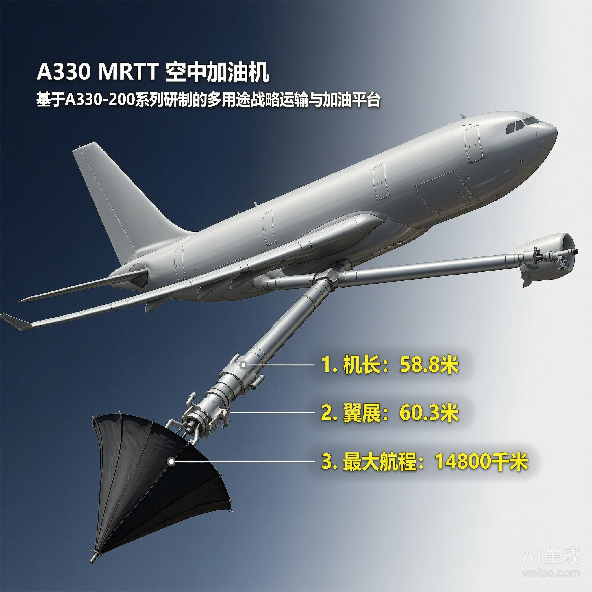 军事ai新视野A330MRTT空中加油机［欧］机长：58.8米翼展：60.3