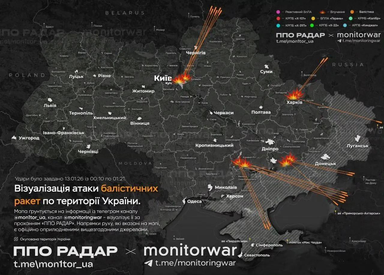 乌克兰方面统计，俄军对乌克兰境内进行了一次大规模导弹攻击，共发射21枚伊斯坎德尔