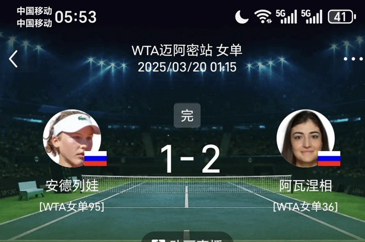 WTA1000迈阿密公开赛“安德列娃”爆冷出局，这3点万万想不到。1.没想到