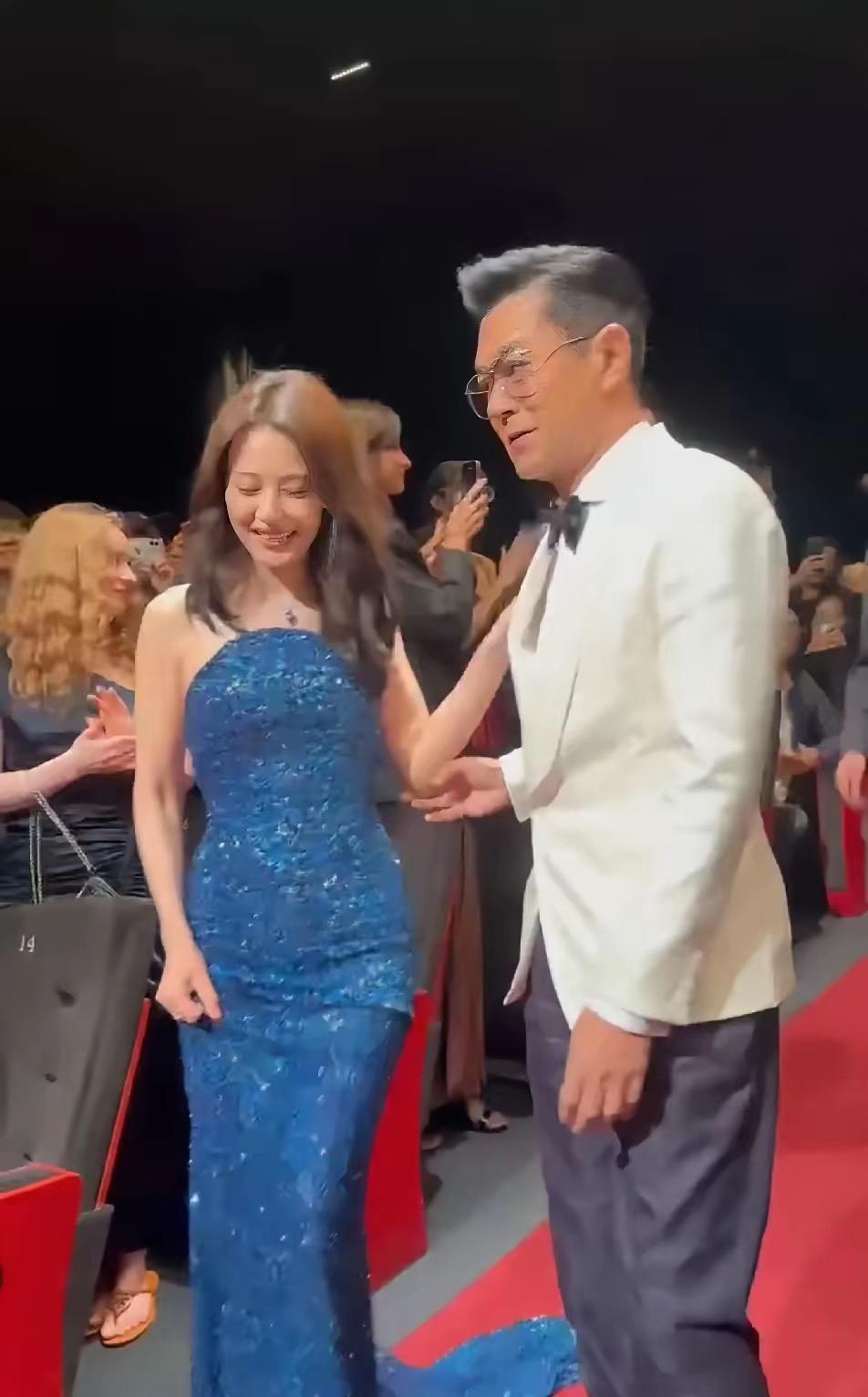高圆圆真的好有边界感，确实娱乐圈更应该，哪怕是长辈，高圆圆穿着裙子，古天乐一直想