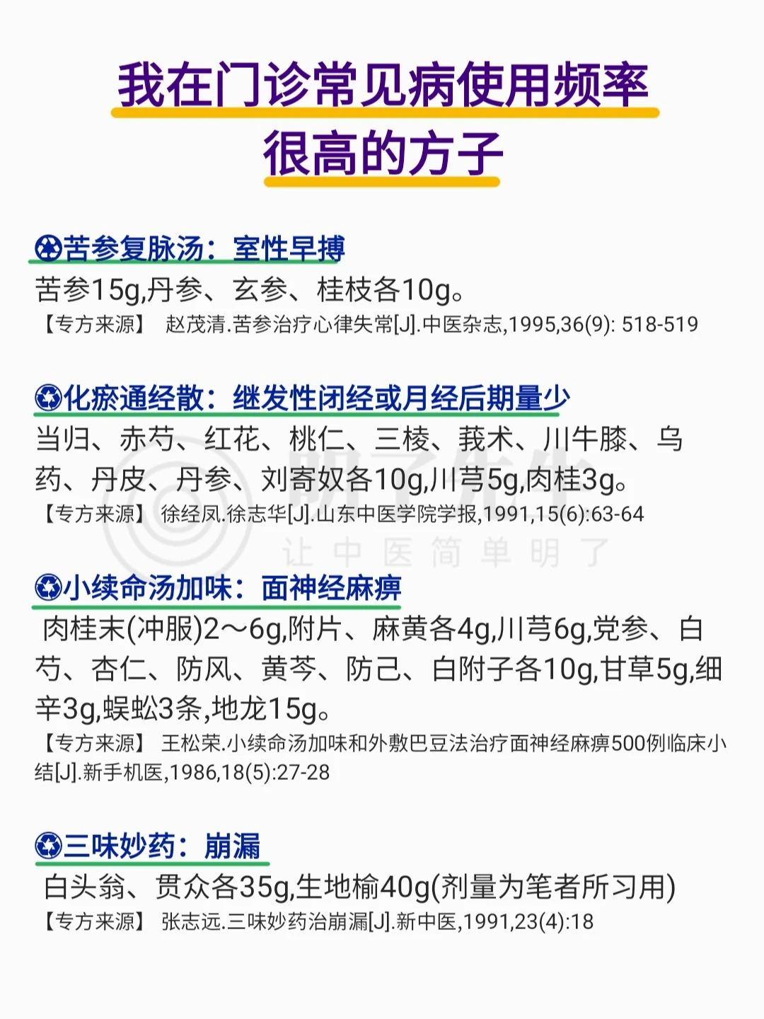 我在门诊“常见病使用频率很高”的方子
