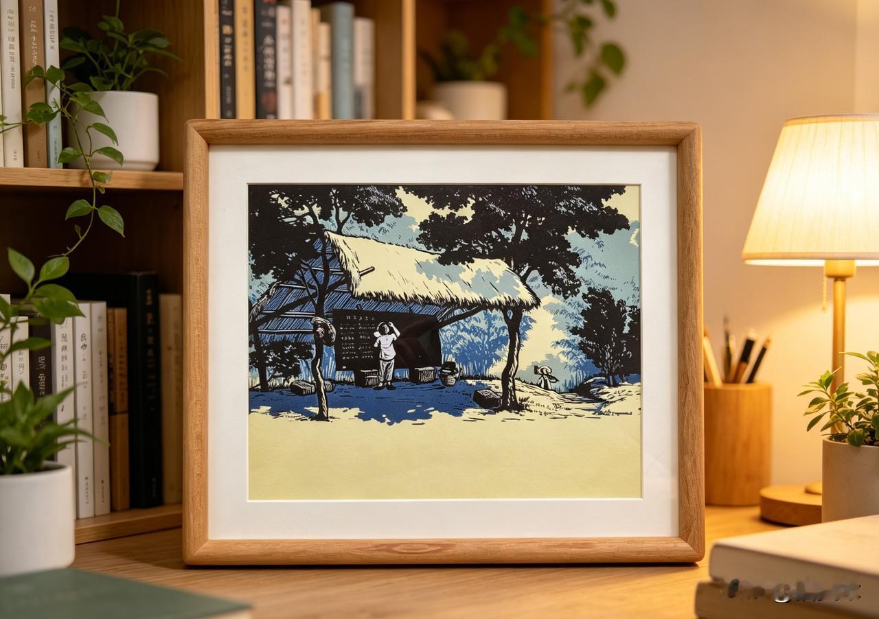 版画里的夏日树荫，藏着50年代的乡村日常李少言这幅1959年的版画，把南