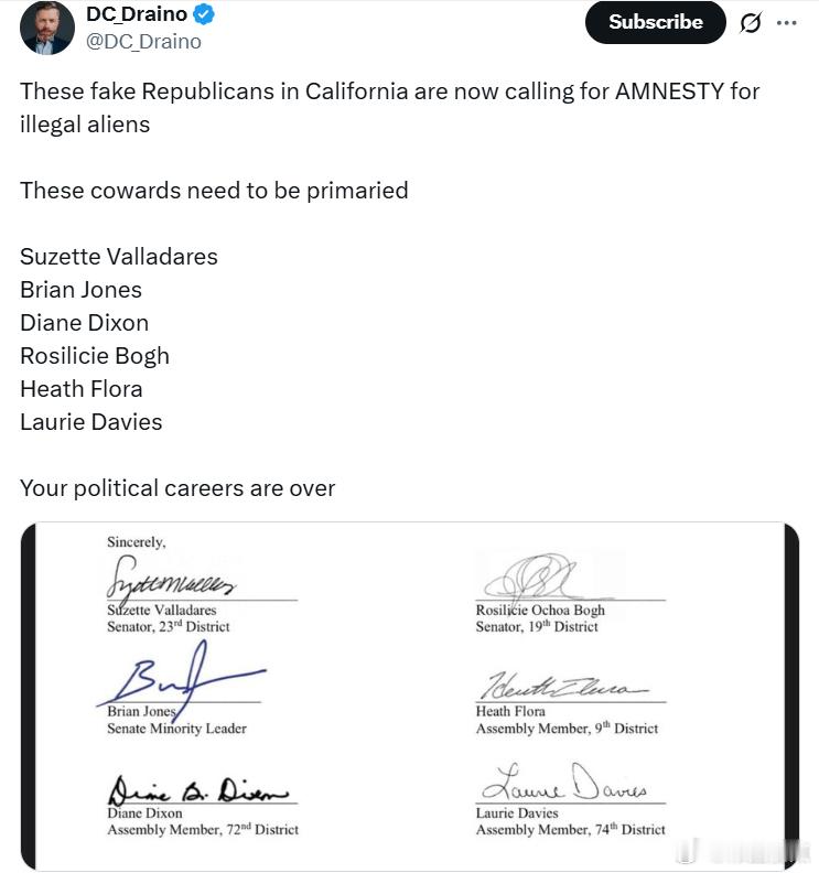 这些加利福尼亚的假共和党人现在呼吁对非法移民实行大赦。这些懦夫需要在初选中被取代