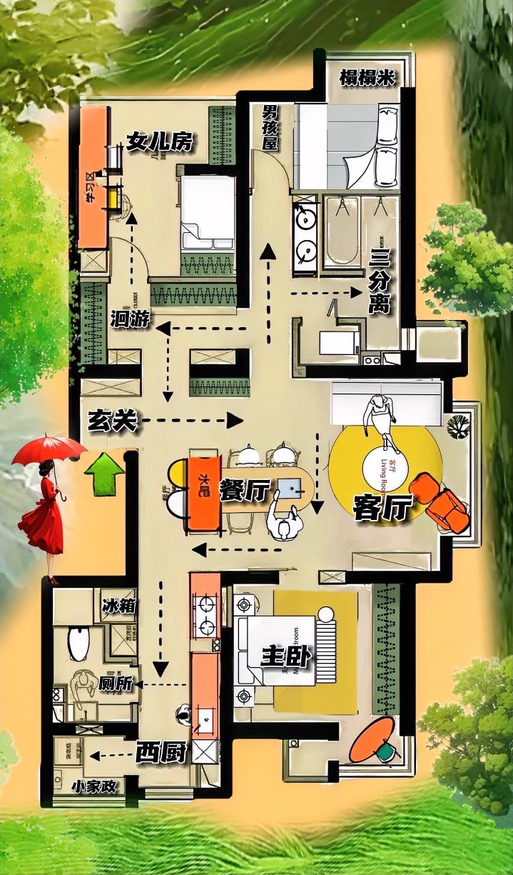 爱上了，134㎡用双洄游，营造家的腔调，以为是兄弟，结果是兄妹，布局不是人间仙境