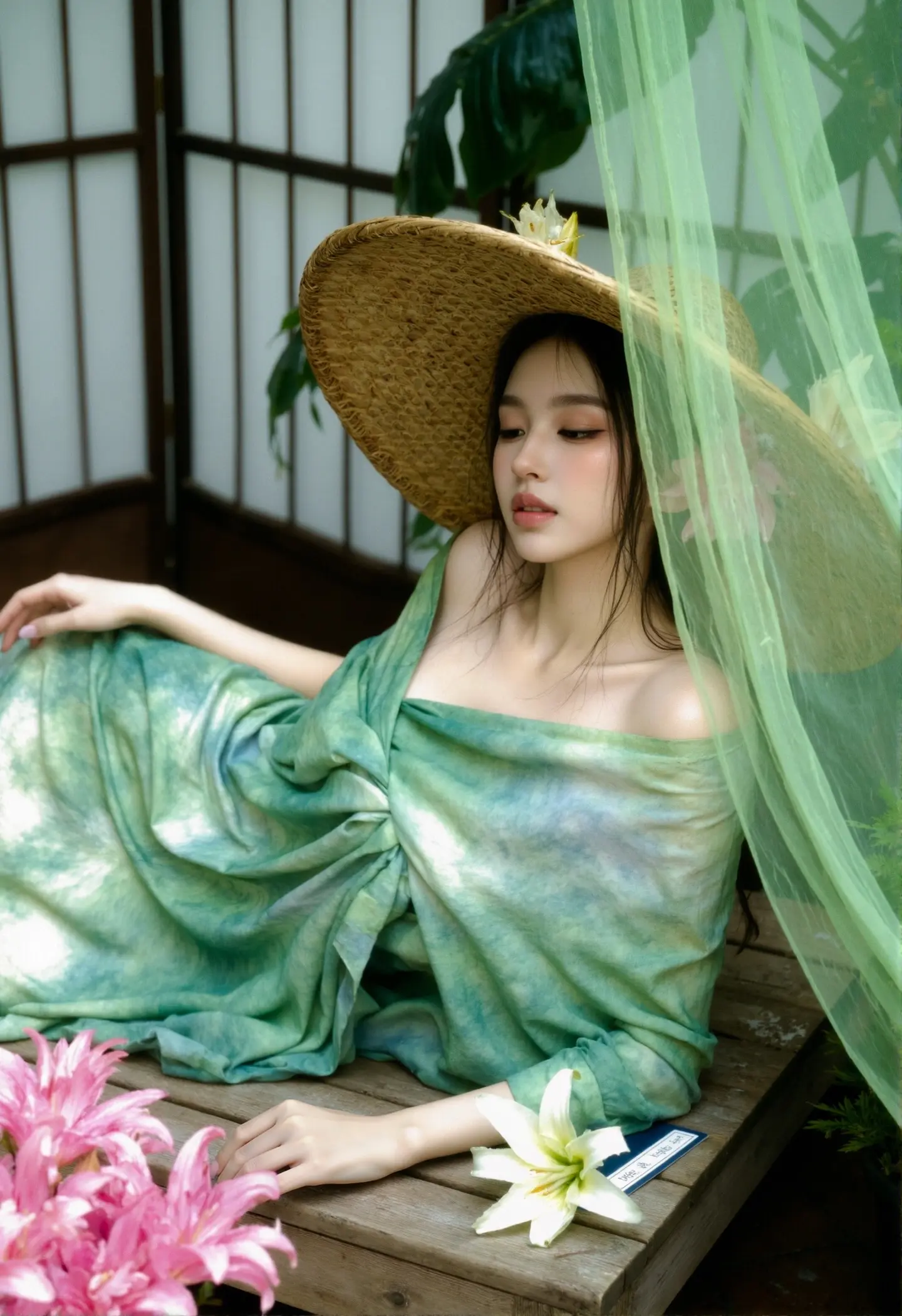 森系氧气感 日系写真 森系氛围感 少女写真 清新绿裙写真