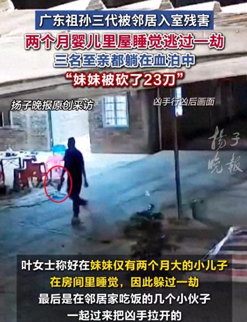 广东廉江，某村庄深夜惊现灭门惨案，70岁陈阿婆、30岁女儿及2岁外孙被砍杀身亡，
