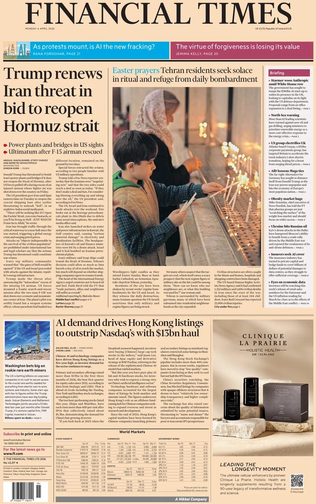 《金融时报》头版报道，华盛顿在“新手”稀土矿商身上下重注。美国在急于确保获得从