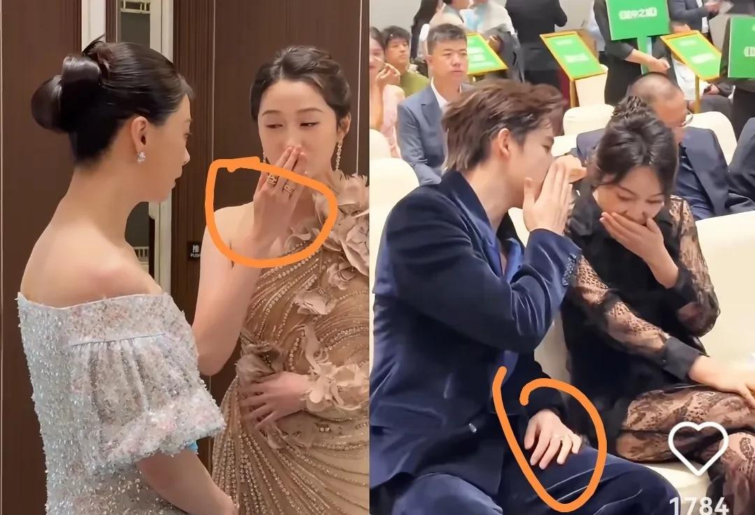现在终于明白了蒋欣会那么紧张的把关晓彤的戒指遮住了，因为你仔细看白玉兰现场，你