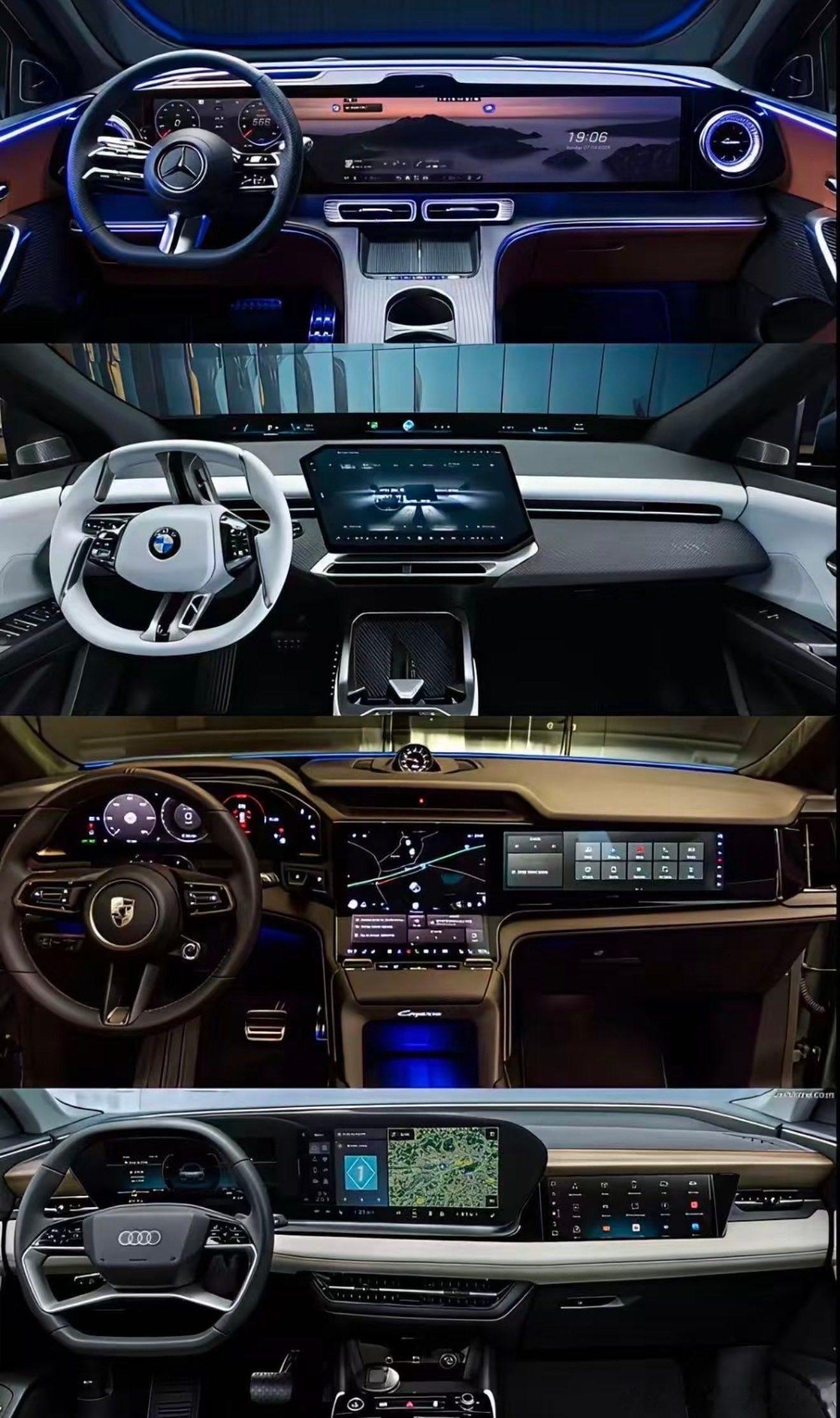 新一代BBA电动车型的内饰～你喜欢____？大v聊车​​​