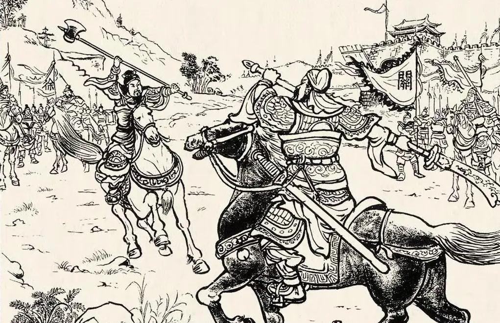 关平中计，被曹军大将夺了寨子，大将又来讨敌要阵。关云长率队出阵，与大将马打对头。