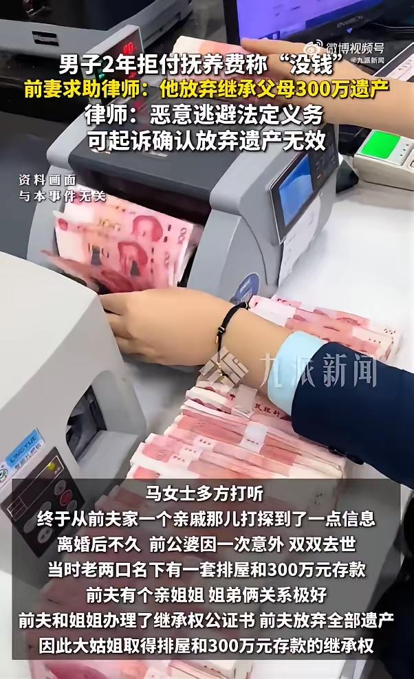 “这个爹太狠了！”为躲每月3000元抚养费，他放弃300万存款和一套排屋，结果被