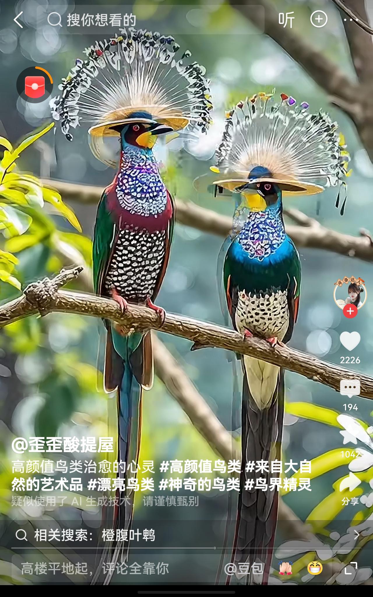 惊艳！这鸟儿的颜值太高了，这是什么鸟啊？是真的有这种如此美丽的鸟吗？鸟类美照