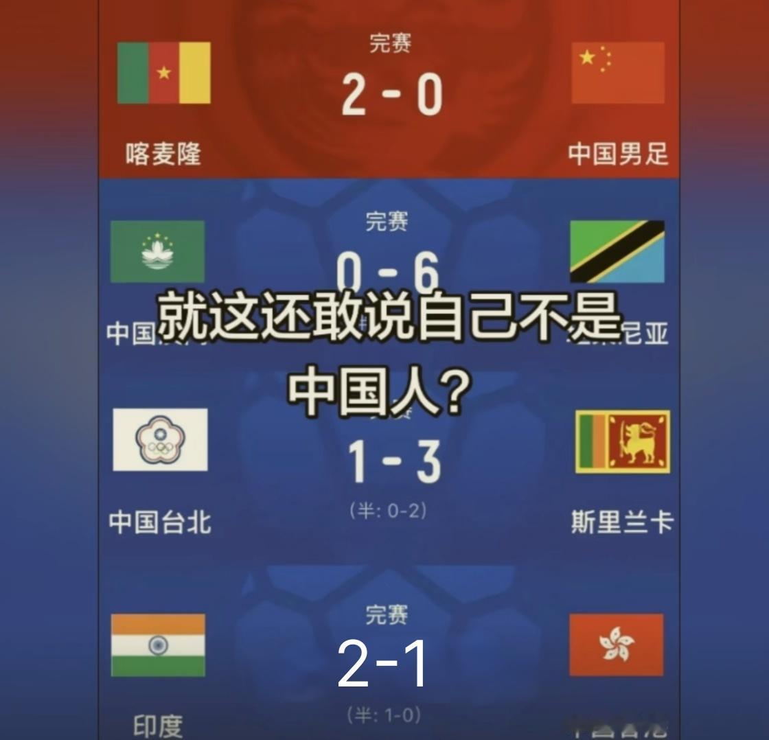 这是今年在中文互联网上爆火的足球梗图，中国的四支代表队分别参加不同的男子足球比赛