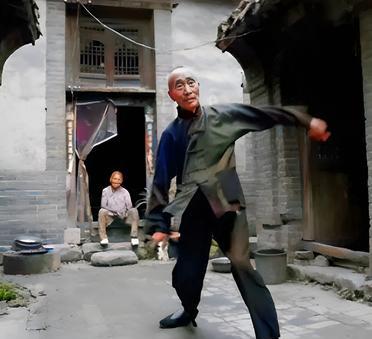 这个正在练武却看起来弱不禁风的老人正是少林前主持释永信的师父郝释斋。郝释斋虽然是