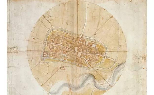 1502年，达芬奇只用了尺子和量角器，就纯手工画出了意大利小镇伊莫拉的卫星地图！