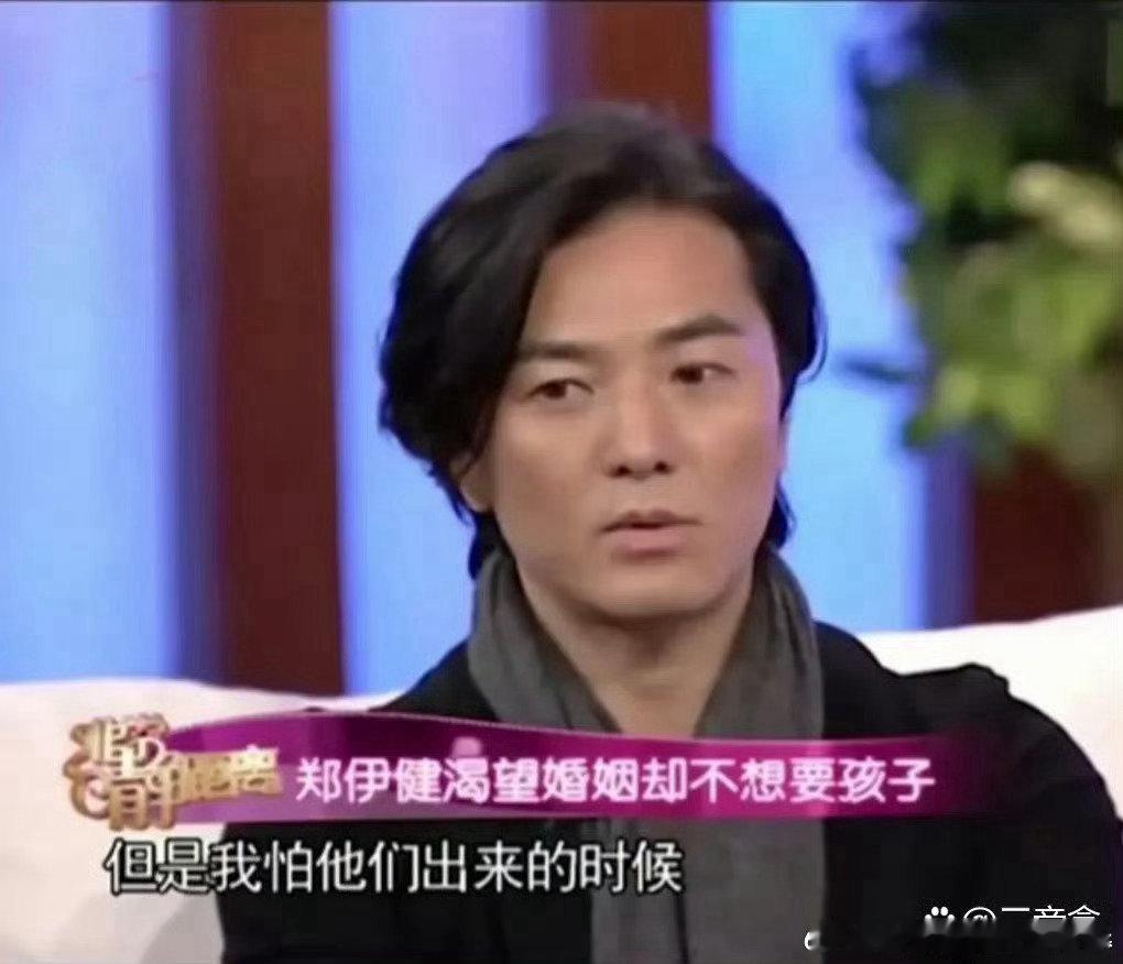 演员郑伊健说：“当时和蒙嘉慧结婚后不久，她提出想要个孩子，我说这是不可能的，我是坚决要做丁克的，因为