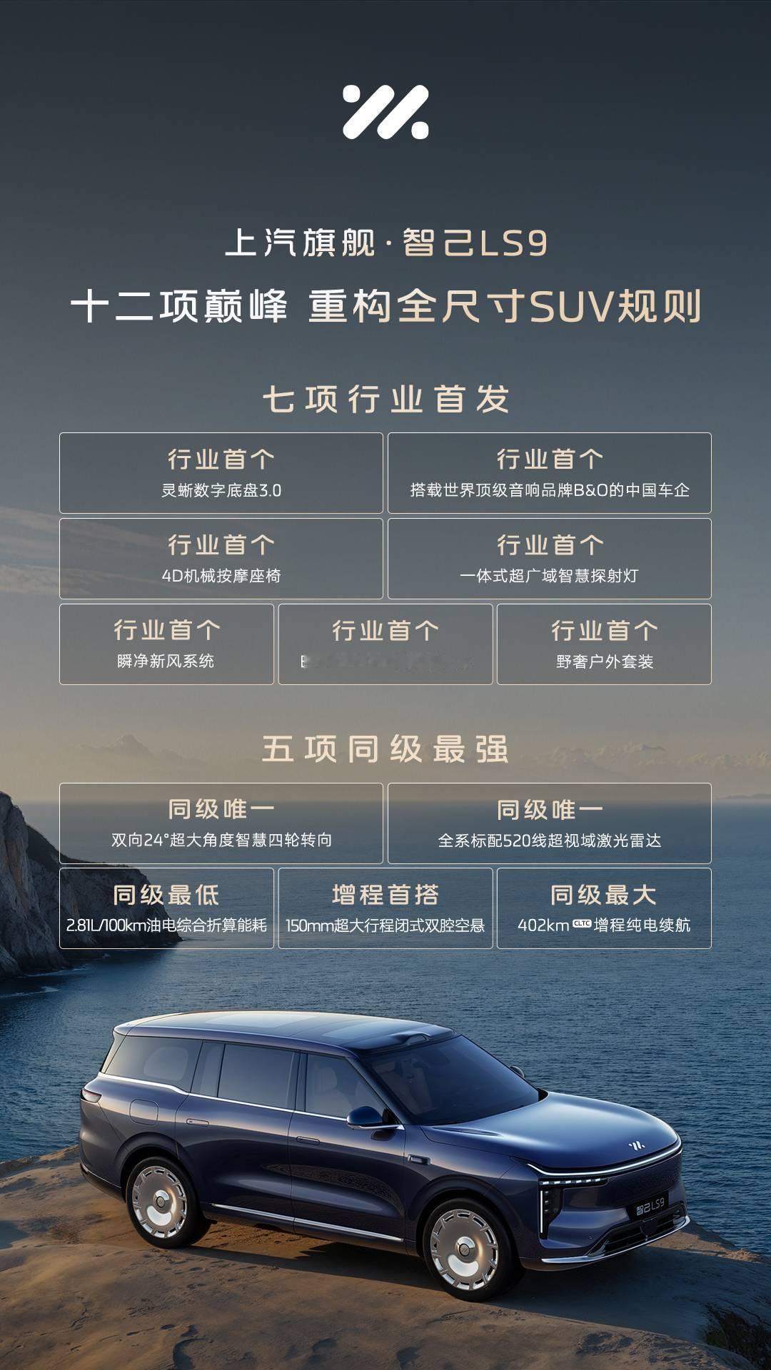 上汽旗舰来了!全尺寸SUV智己LS9将于11月4日开启预售,集七项行业首发、五项