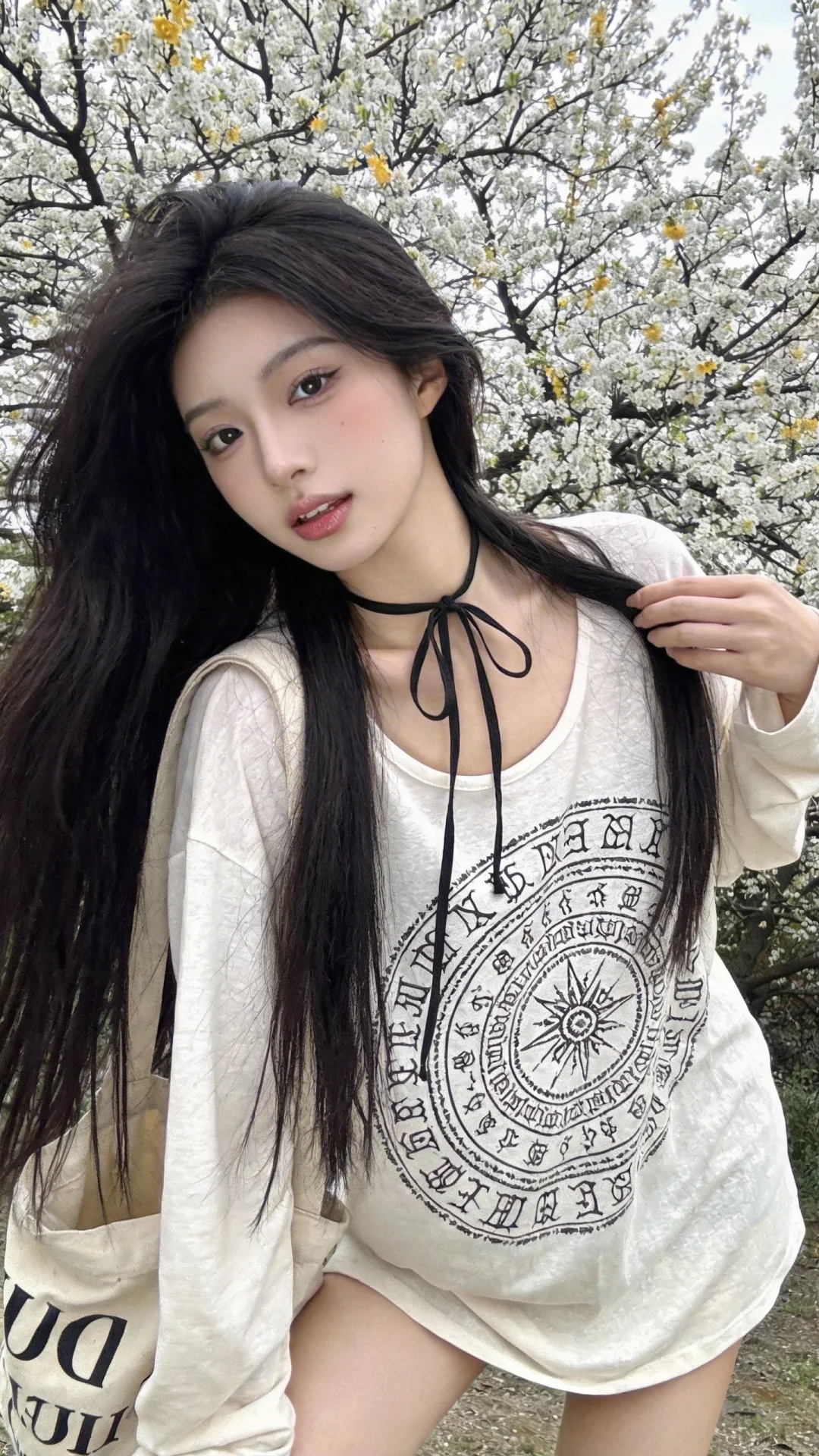 一位长发及腰模样可爱的女生，构图随意却尽显生活中的绚丽日常，人像摄影...