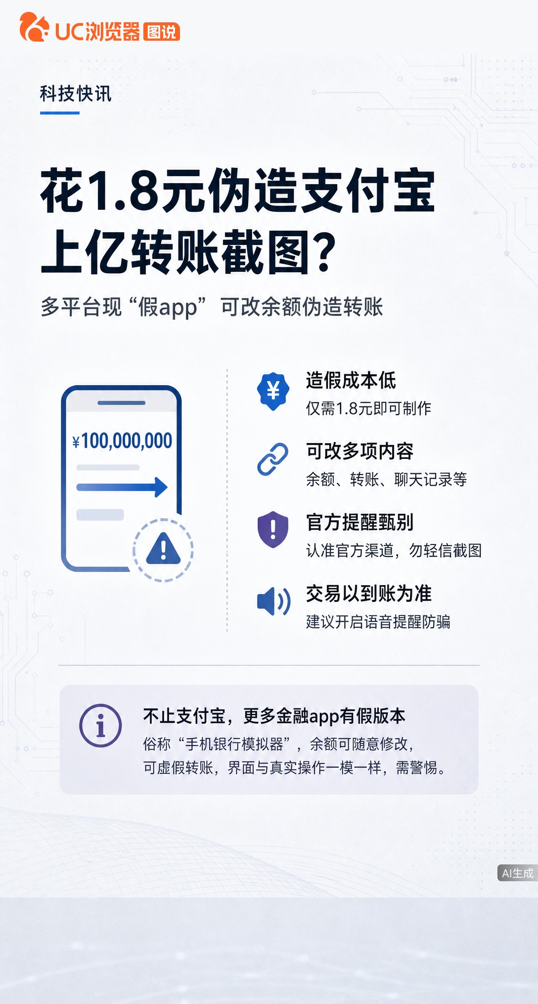 花1.8元就能伪造上亿转账截图？假支付宝App已上热搜，余额、聊天记录都能改。支付宝紧急提醒：认准官