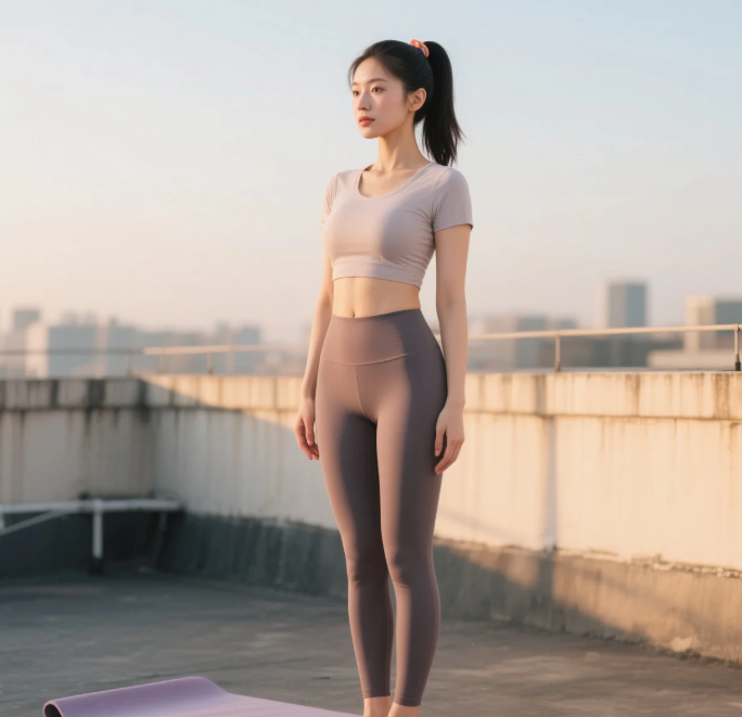 甜心美眉瑜伽日常，紧身服藏不住好身材