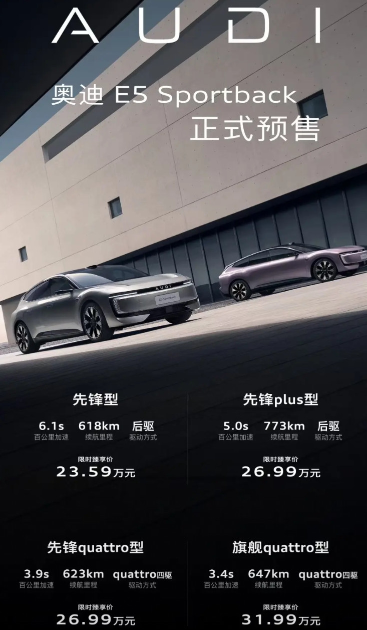 真没想到奥迪掀桌子了没想到bba里最早掀桌子的会是奥迪AUDI，E5这售价23