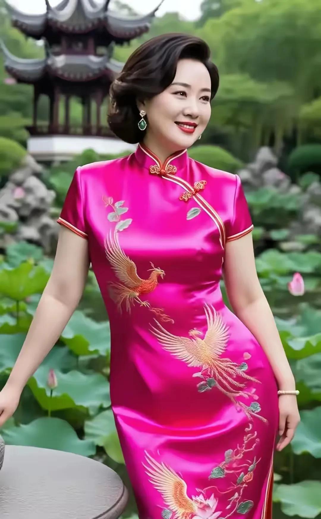 旗袍织锦笑声柔，淤泥不染云中悠。鸾凤和鸣爱相守，……请友续句【端庄高雅无