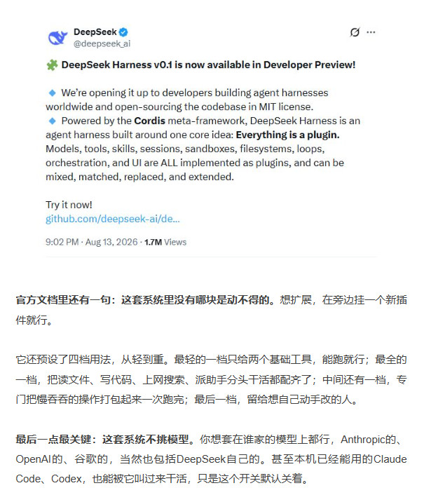 DeepSeek放大招！Harness开源，开发者狂喜，普通用户还用不明白