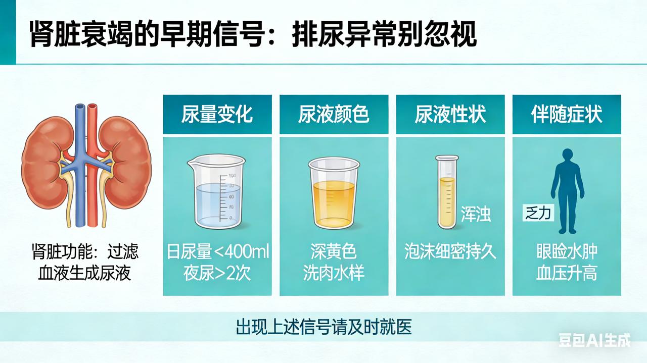肾脏衰竭的早期信号：排尿异常别忽视肾脏衰竭的“求救信号”，竟藏在一杯水里？别