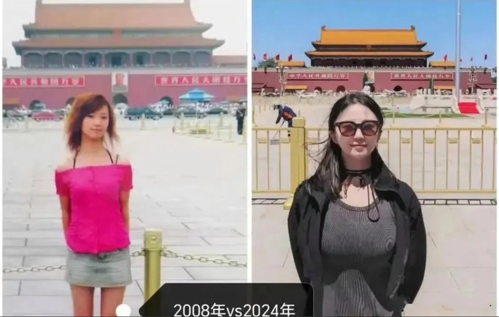 事实证明“杀马特”少女长大后，也可以变成知性美女！左边，十多年前的“杀马特”少