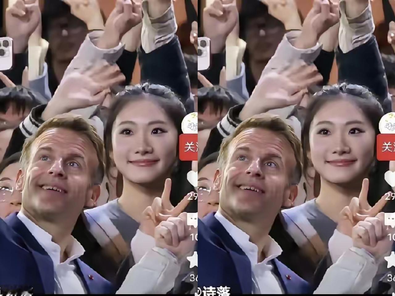 家人们，马克龙玩自拍玩出“意外”啦！他在四川大学访问和学生互动时，那场面简直嗨翻