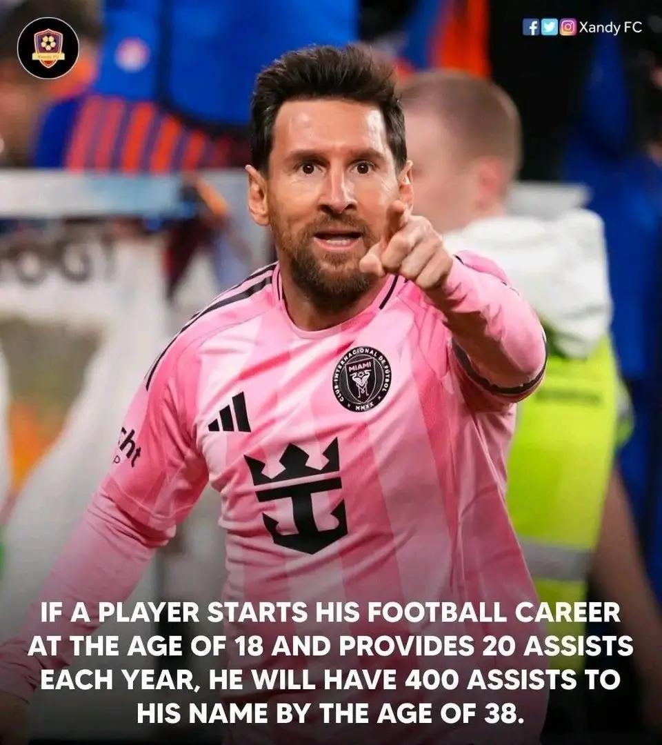 如果一名球员18岁开始职业生涯，每年助攻20次，那么他在38岁时将拥有400次助